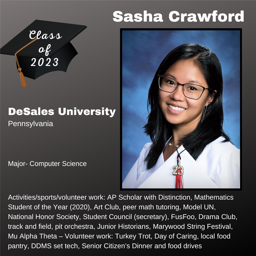 Top 25 Grad, Sasha Crawford 